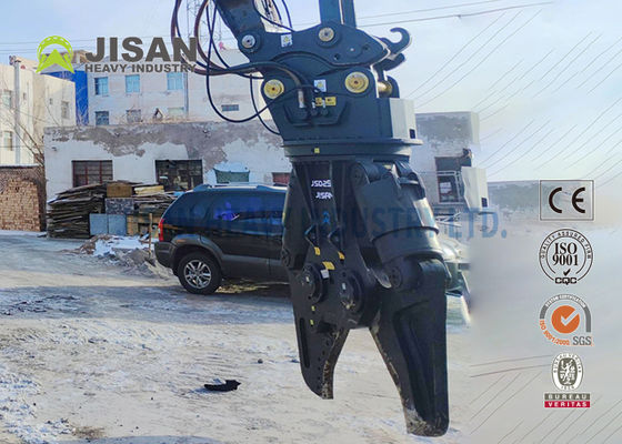 JISAN 油圧回転モーター付き掘削機用金属せん断機、360度回転、強力なパワーと長寿命